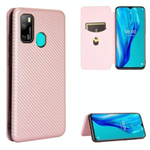 For Ulefone Note 9P Carbon Fiber Texture Horizontal Flip TPU + PC + PU Leather Case with Card Slot(Pink) (OEM)