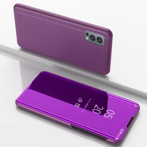 Plated Mirror Horizontal Flip Leather Case with Holder For OnePlus Nord 2 5G(Purple) (OEM)