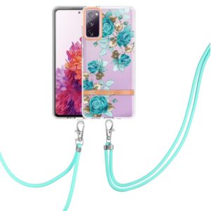 For Samsung Galaxy S20 FE 5G / 4G Flowers Series TPU Phone Case with Lanyard(Blue Rose) (OEM)