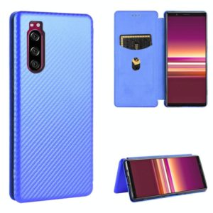 For Sony Xperia 5 ll Carbon Fiber Texture Horizontal Flip TPU + PC + PU Leather Case with Card Slot(Blue) (OEM)