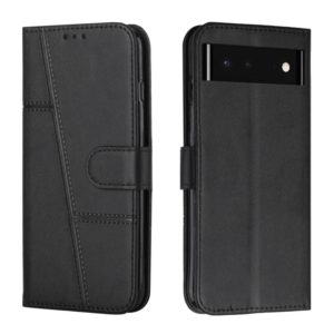 For Google Pixel 6 Stitching Calf Texture Buckle Leather Phone Case(Black) (OEM)