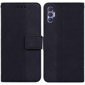 For Tecno Spark 8P Geometric Embossed Leather Phone Case(Black) (OEM)