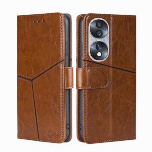 For Honor 70 Geometric Stitching Horizontal Flip Leather Phone Case(Light Brown) (OEM)