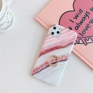 For iPhone 11 Pro Max TPU Smooth Marble with Ring Metal Rhinestone Bracket Mobile Phone Protective Case(Granite Q9) (OEM)