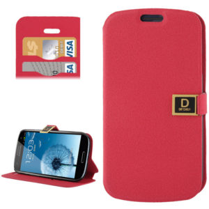Gravel Texture Horizontal Flip Leather Case with Credit Card Slots & Holder for Samsung Galaxy S III / i9300(Red) (OEM)