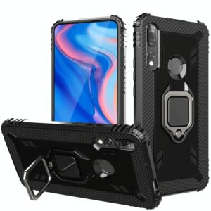 For Huawei P Smart Z Carbon Fiber Protective Case with 360 Degree Rotating Ring Holder(Black) (OEM)