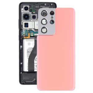 For Samsung Galaxy S21 Ultra 5G Battery Back Cover with Camera Lens Cover (Pink) (OEM)