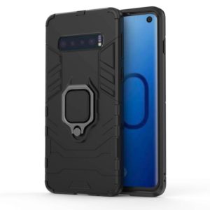 PC + TPU Shockproof Protective Case for Samsung Galaxy S10, with Magnetic Ring Holder(Black) (OEM)