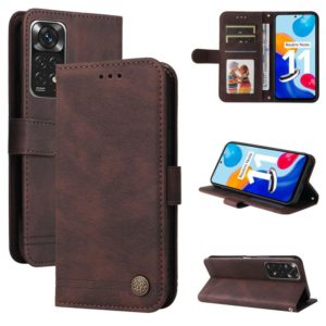 For Infinix Note 11 Skin Feel Life Tree Metal Button Leather Phone Case(Brown) (OEM)