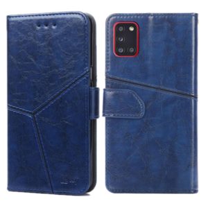 For Samsung Galaxy A31(EU Version) Geometric Stitching Horizontal Flip TPU + PU Leather Case with Holder & Card Slots & Wallet(Blue) (OEM)