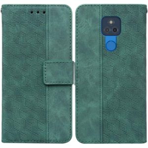 For Motorola Moto G Play 2021 Geometric Embossed Leather Phone Case(Green) (OEM)