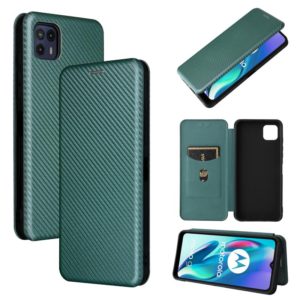 For Motorola Moto G50 5G Carbon Fiber Texture Horizontal Flip TPU + PC + PU Leather Case with Card Slot(Green) (OEM)