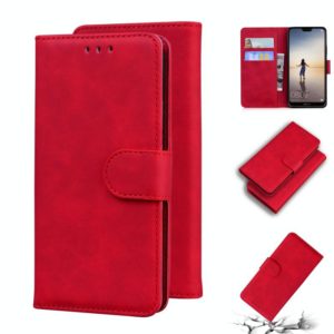 For Huawei P20 lite Skin Feel Pure Color Flip Leather Phone Case(Red) (OEM)