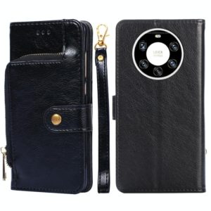 For Huawei Mate 40 Pro+ Zipper Bag PU + TPU Horizontal Flip Leather Case with Holder & Card Slot & Wallet & Lanyard(Black) (OEM)