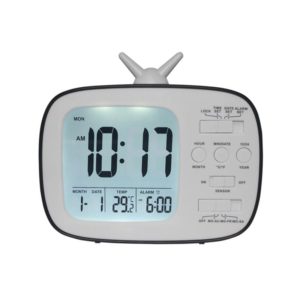 G179 Retro TV Alarm Clock Student Dormitory Bed Electronic Clock(Black English Version) (OEM)