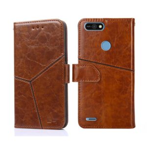 For Tecno POP 2 / POP 2F / POP 2 Pro Geometric Stitching Horizontal Flip Leather Phone Case(Light Brown) (OEM)