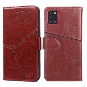 For Samsung Galaxy A31(EU Version) Geometric Stitching Horizontal Flip TPU + PU Leather Case with Holder & Card Slots & Wallet(Dark Brown) (OEM)
