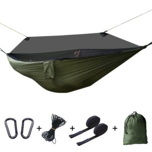 280X140CM Two Pull Button Nylon With Mosquito Net Double Parachute Cloth Hammock Outdoor Camping Hammock (OEM)