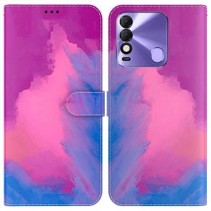 For Tecno Spark 8 / 8T Watercolor Pattern Horizontal Flip Leather Phone Case(Purple Red) (OEM)