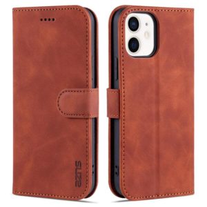 For iPhone 12 / 12 Pro AZNS Skin Feel Calf Texture Horizontal Flip Leather Case with Card Slots & Holder & Wallet(Brown) (AZNS) (OEM)