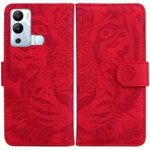 For Infinix Hot 12i Tiger Embossing Pattern Horizontal Flip Leather Phone Case(Red) (OEM)