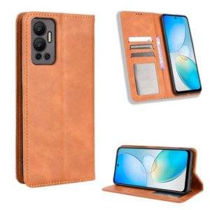 For Infinix Hot 12 Magnetic Buckle Retro Texture Leather Phone Case(Brown) (OEM)