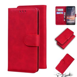 For Nokia 3.2 Skin Feel Pure Color Flip Leather Phone Case(Red) (OEM)