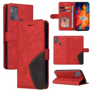 For Motorola Moto G50 Dual-color Splicing Horizontal Flip PU Leather Case with Holder & Card Slots & Wallet(Red) (OEM)