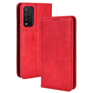 For TCL 205 Magnetic Buckle Retro Texture Leather Phone Case(Red) (OEM)