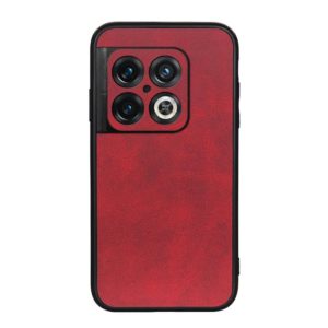 For OnePlus 10 Pro Accurate Hole Two-color Calf Texture PU Phone Case(Red) (OEM)