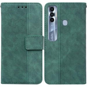 For Tecno Spark 7 Pro Geometric Embossed Leather Phone Case(Green) (OEM)