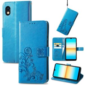 For Sony Xperia Ace III Four-leaf Clasp Embossed Buckle Leather Phone Case(Blue) (OEM)