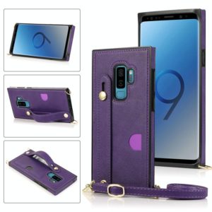 For Samsung Galaxy S9 Wrist Strap PU+TPU Shockproof Protective Case with Crossbody Lanyard & Holder & Card Slot(Purple) (OEM)