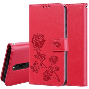 For Xiaomi Redmi 8 Rose Embossed Horizontal Flip PU Leather Case, with Holder & Card Slots & Wallet(Red) (OEM)