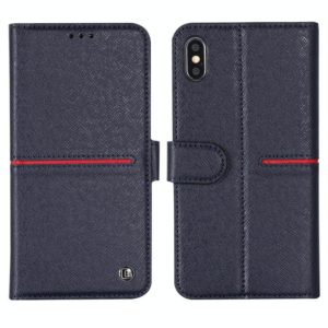 For iPhone XR GEBEI Top-grain Leather Horizontal Flip Protective Case with Holder & Card Slots & Wallet & Photo Frame(Blue) (GEBEI) (OEM)