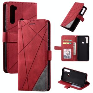 For Xiaomi Redmi Note 8 Skin Feel Splicing Horizontal Flip Leather Case with Holder & Card Slots & Wallet & Photo Frame(Red) (OEM)
