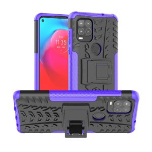 For Motorola Moto G Stylus 5G Tire Texture Shockproof TPU+PC Protective Case with Holder(Purple) (OEM)