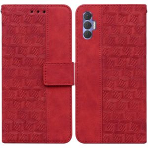 For Tecno Spark 8P Geometric Embossed Leather Phone Case(Red) (OEM)