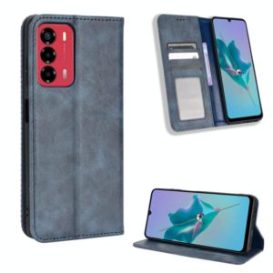 For ZTE Blade A72 / V40 Vita Magnetic Buckle Retro Texture Leather Phone Case(Blue) (OEM)