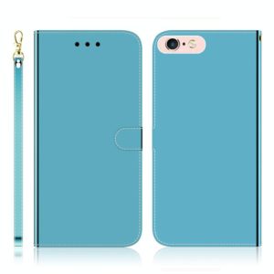 For iPhone 6 Plus / 6s Plus Imitated Mirror Surface Horizontal Flip Leather Case with Holder & Card Slots & Wallet & Lanyard(Blue) (OEM)
