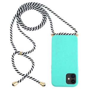 For iPhone 12 mini Wheat TPU Protective Case with Lanyard(Mint Green) (OEM)