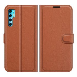 For TCL 20 Pro 5G Litchi Texture Horizontal Flip Protective Case with Holder & Card Slots & Wallet(Brown) (OEM)