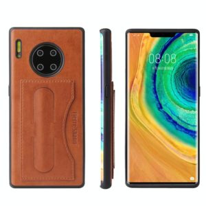 For Huawei Mate 30 Pro Fierre Shann Full Coverage PU Leather Protective Case with Holder & Card Slot(Brown) (FIERRE SHANN) (OEM)
