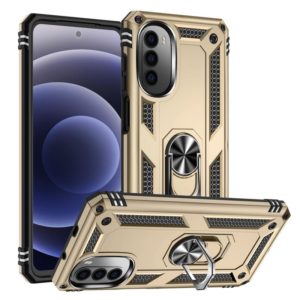 For Motorola Moto G52 Shockproof TPU + PC Holder Phone Case(Gold) (OEM)