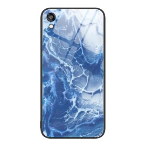 For Honor Play 3e Marble Pattern Glass Protective Phone Case(Blue Ocean) (OEM)
