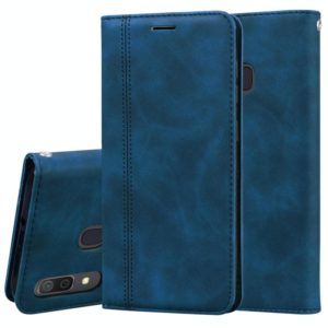 For Samsung Galaxy A30/A20 Frosted Business Magnetic Horizontal Flip PU Leather Case with Holder & Card Slot & Lanyard(Blue) (OEM)