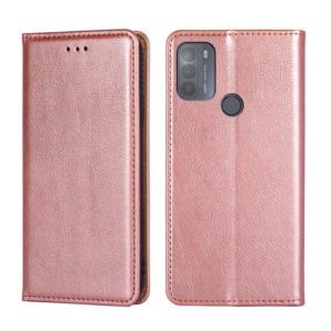 For Motorola Moto G50 Gloss Oil Solid Color Magnetic Leather Phone Case(Rose Gold) (OEM)
