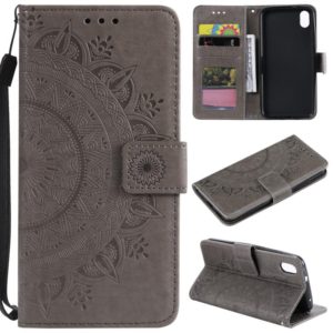 For Xiaomi Redmi 7A Totem Flower Embossed Horizontal Flip TPU + PU Leather Case with Holder & Card Slots & Wallet(Grey) (OEM)