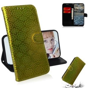 For Nokia 2.4 Solid Color Colorful Magnetic Buckle Horizontal Flip PU Leather Case with Holder & Card Slots & Wallet & Lanyard(Gold) (OEM)