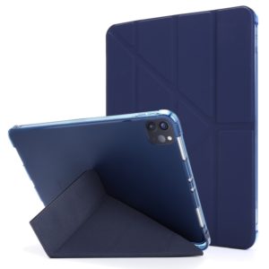 For iPad Pro 11 (2020/2018) / Air 2020 10.9 Multi-folding Horizontal Flip PU Leather + Shockproof TPU Tablet Case with Holder & Pen Slot(Dark Blue) (OEM)